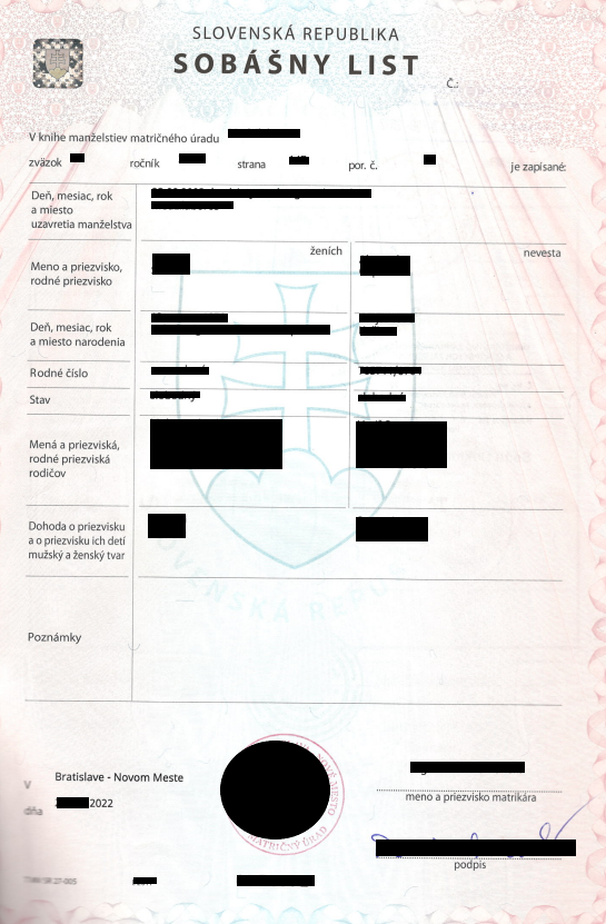 Uae - sobášny list 2