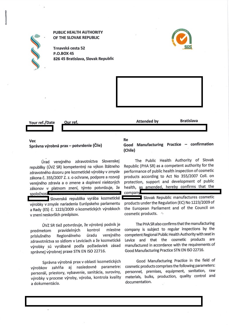 Potvrdenie spravnej vyrobnej praxe