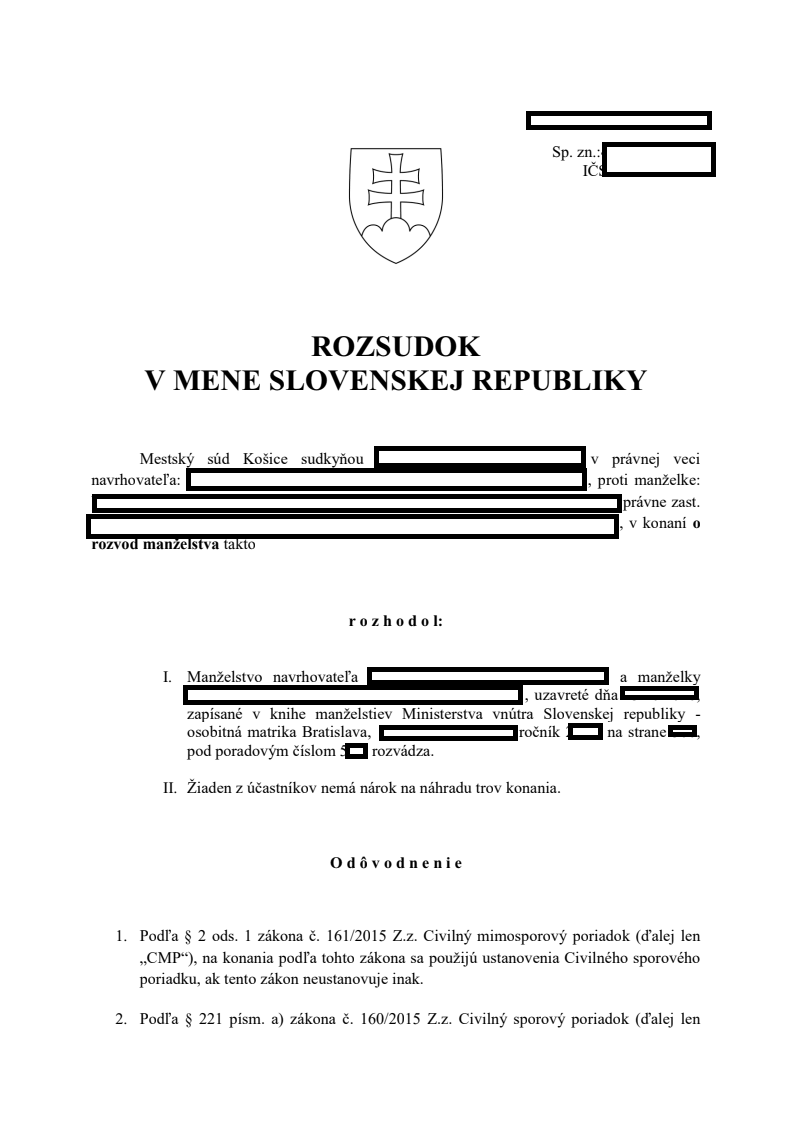Rozsudok o rozvode